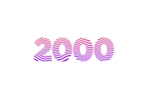 2000 suscriptores celebracion saludo número con olas diseño png