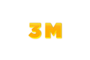 3 million subscribers celebration greeting Number with yellow design png