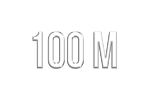 100 million subscribers celebration greeting Number with silver design png