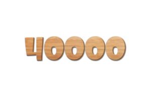 40000 subscribers celebration greeting Number with wood design png