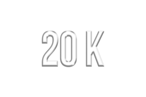 20 k subscribers celebration greeting Number with silver design png