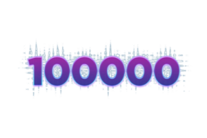 100000 suscriptores celebracion saludo número con púrpura brillante diseño png