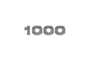 1000 subscribers celebration greeting Number with chrome design png