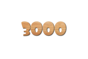 3000 suscriptores celebracion saludo número con madera diseño png