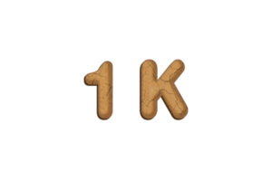 1 k prenumeranter firande hälsning siffra med lera design png