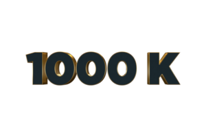 1000 k subscribers celebration greeting Number with luxury design png