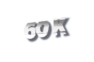 60 k subscribers celebration greeting Number with cutting design png