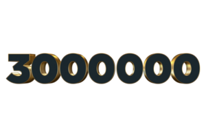 3000000 subscribers celebration greeting Number with luxury design png