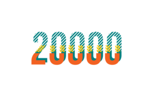 20000 subscribers celebration greeting Number with strips design png