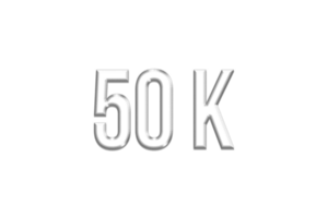 50 k subscribers celebration greeting Number with silver design png