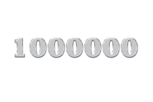 1000000 subscribers celebration greeting Number with glass design png