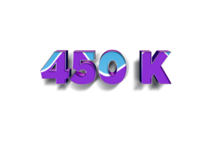 450 k subscribers celebration greeting Number with blue purple design png