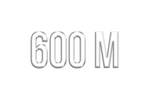 600 million subscribers celebration greeting Number with silver design png