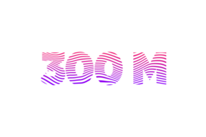 300 million subscribers celebration greeting Number with waves design png