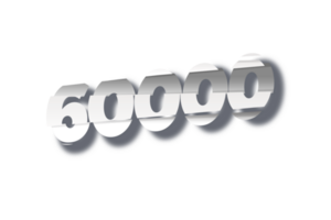60000 subscribers celebration greeting Number with cutting design png