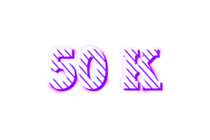 50 k subscribers celebration greeting Number with stripe design png