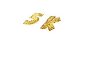 5 k subscribers celebration greeting Number with golden paper design png