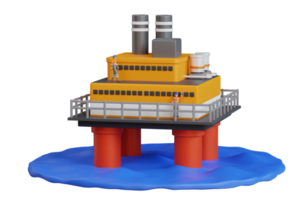 3D Illustration of Drilling Offshore Platform Oil Rig. oil producing offshore platform in the ocean. Offshore oil platform design png