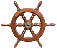 Wooden steering wheel rudder of a small boat isolated png