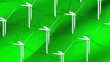 isométrico vento turbina campo, poder, eletricidade, gerador. video