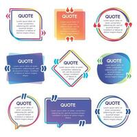 Quote box frame. Mention text frames, remark speech bubble and sentences quotes words boxes vector set