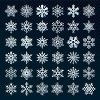 Snowflakes silhouette. Winter snow symbol, ice snowfall and cold snowflake isolated vector icon set