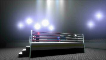 Empty boxing ring in sport arena. video