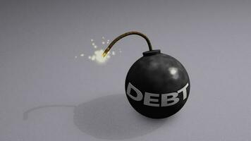 3d animation imminent financial debt bomb exploding. video