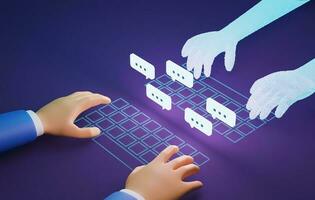 Businessman chatting with AI technology or artificial intelligence chat via ChatGpt. 3d rendering, 3d illustration photo