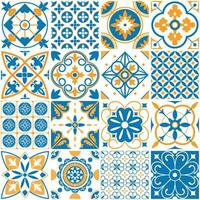 Mediterráneo modelo. decorativo Lisboa sin costura patrones. ornamental elementos para Portugal decoración mosaico losas vector conjunto