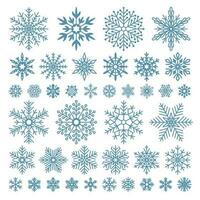 plano copos de nieve. invierno copo de nieve cristales, Navidad nieve formas y escarchado frio icono vector símbolo conjunto