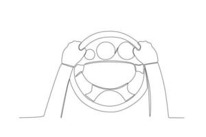 The driver's hands hold the steering wheel vector