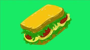 Sandwich animation with green screen background video