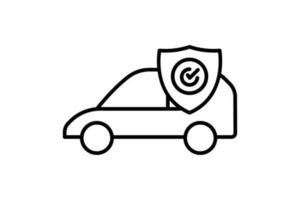 transporte seguro icono. vehículo proteccion símbolo. línea icono estilo diseño. sencillo vector diseño editable