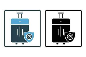 Travel insurance icon. Reimbursement for flight cancellation. Solid icon style design. Simple vector design editable stroke.