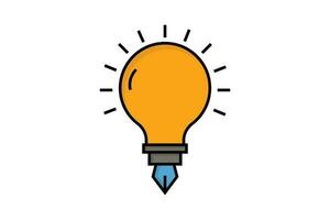 Creative idea icon. light bulb with pen. icon related to creative idea, innovation, solution, education. Flat line icon style. Simple vector design editable