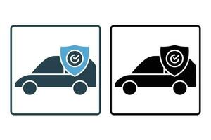 Transport insurance  icon. Vehicle protection symbol. Solid icon style design. Simple vector design editable