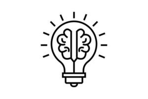 Creative idea icon. Brain in light bulb. icon related to creative idea, innovation, solution, education. Line icon style. Simple vector design editable