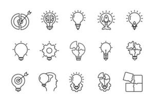 Creativity Icon set. vector pack of bulb line icons.  icon related to creative idea. Simple vector design editable