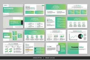 Vector  business  presentation slides template green color design minimalist business layout template design