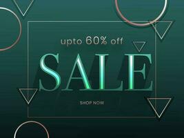 Green banner or poster design decorated with geometric elements and discount offer for Sale. vector