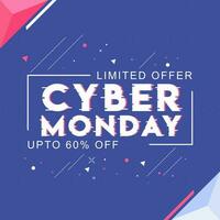 Cyber Monday text with discount offer and abstract elements on blue background for Sale. Can be used as poster design. vector