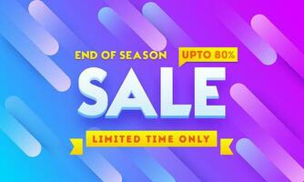 End of season sale banner or poster design with discount offer on abstract rays background. vector