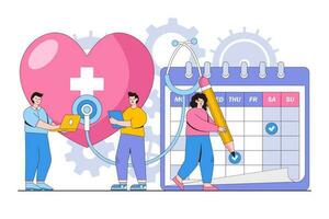 Vector illustration of routine examination and medical examination with people characters