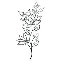 Hand Drawing Flower Vector Outline Illustration