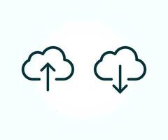 Download and Upload cloud icon. Upload and Download data symbol. Web file outline sign in vector flat style.