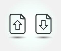 Download and upload document vector icon. File download and upload data vector symbol button arrow