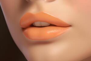 Closeup of woman's lips with day beauty makeup. photo