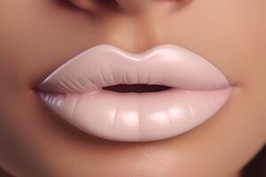 Closeup of woman's lips with day beauty makeup. photo