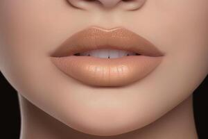Closeup of woman's lips with day beauty makeup. photo
